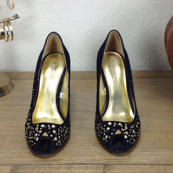 COPY - Sigerson Morrison Black Suede Peep Toe Hee… - Picture 2 of 6